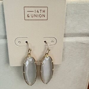 14th & Union Gold Framed Earrings with White Stone